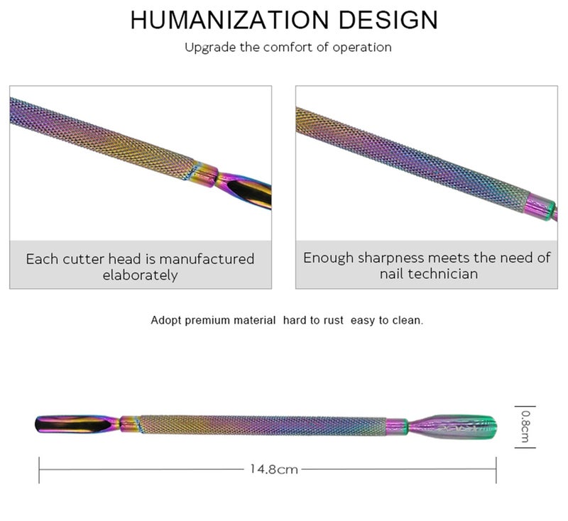 Rolabling دافع جلد الأظافر من الفولاذ المقاوم للصدأ مزدوج الطرف مزيل الجلد المنظف أداة مانيكير وباديكير - Image 2
